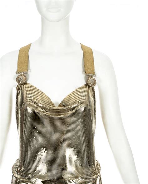 versace chain mail dress|Versace chainmail mini dress.